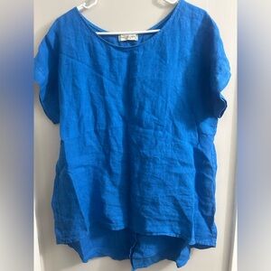 Blue Linen Women's Top 0047